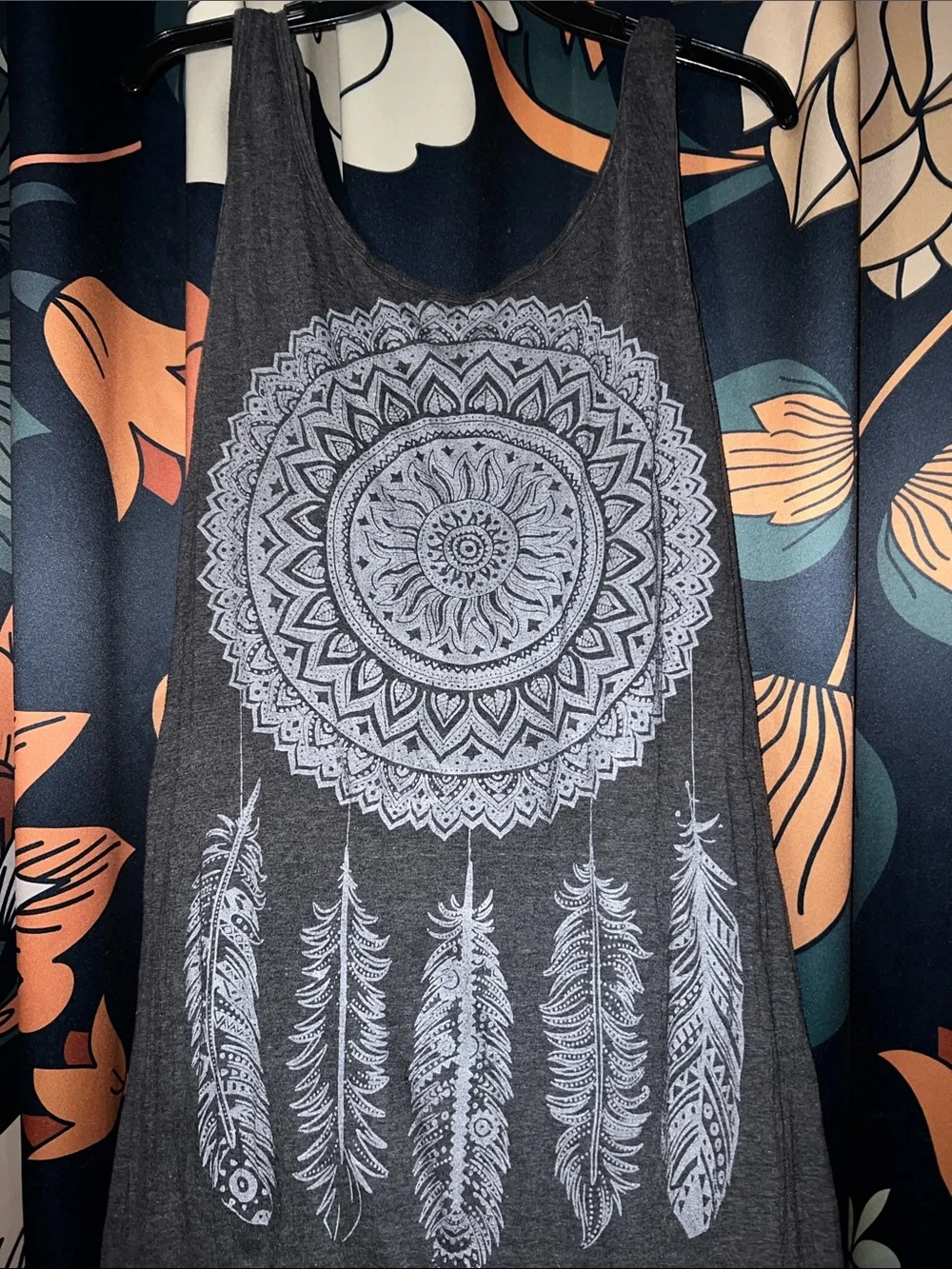 Sleeveless Dark Gray Dreamcatcher Tank Dress